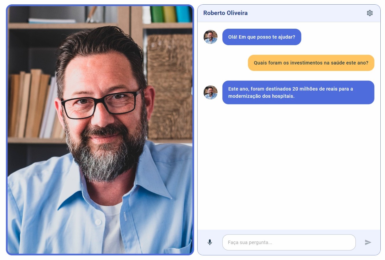 Avatar humanizado interagindo com dispositivos